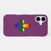 Coque iPhone 16 fleur-de-lis de fierté LGBT (Verso Horizontal)
