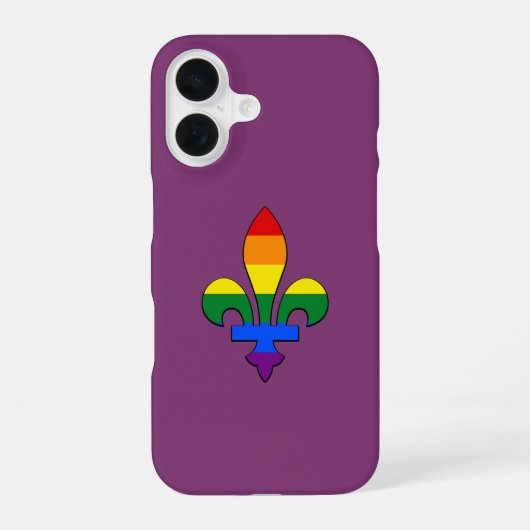 Coque iPhone 16 fleur-de-lis de fierté LGBT (Verso)