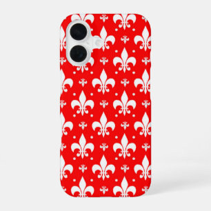 Coque iPhone 16 Fleur de lis rouge Motif