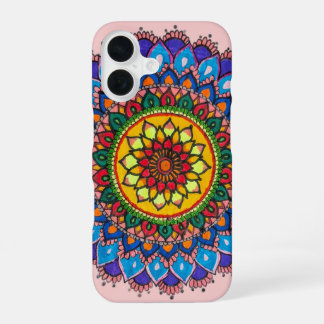 Coque iPhone 16 Fleur de mandala bohème colorée