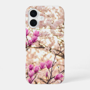 Coque iPhone 16 Fleur de printemps rose pourpre en floraison