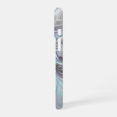 Coque iPhone 16 Fleur fractale moderne abstraite avec du bleu (Côté gauche)