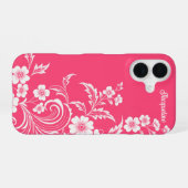 Coque iPhone 16 Fleur rose pastèque (Verso Horizontal)