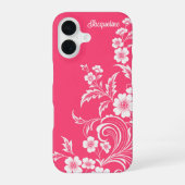 Coque iPhone 16 Fleur rose pastèque (Verso)