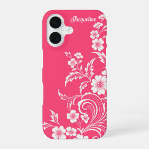 Coque iPhone 16 Fleur rose pastèque