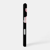 Coque iPhone 16 fleur rose striée avec nom et initiale (Côté droit)