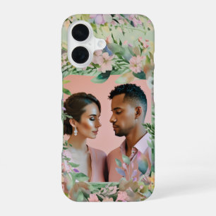 Coque iPhone 16 Fleur sauvage Sage Green Élégance Mariage Photo