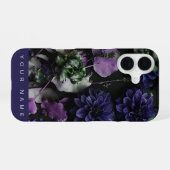 Coque iPhone 16 Fleur sombre bleue (Verso Horizontal)