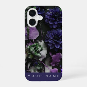 Coque iPhone 16 Fleur sombre bleue