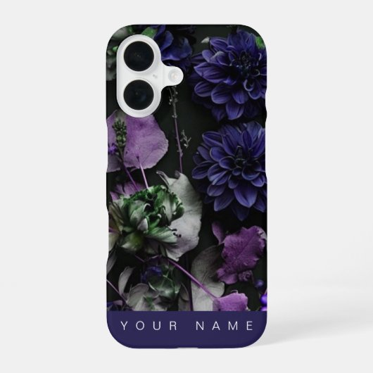 Coque iPhone 16 Fleur sombre bleue (Verso)