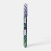 Coque iPhone 16 Fleur vert violet Art Abstrait moderne Fractal (Côté droit)