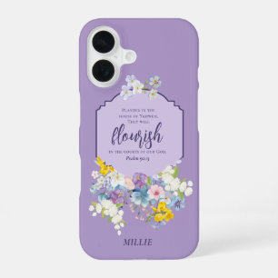 Coque iPhone 16 Fleurs Aquarelle Verset des Écritures Personnalisé