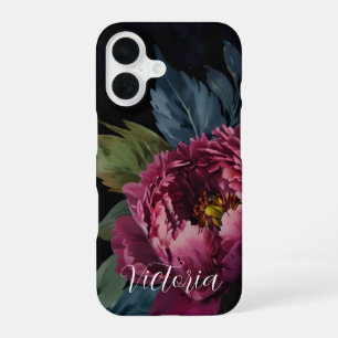 Coque iPhone 16 Fleurs aquarelles rose foncé élégantes personnalis