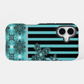 Coque iPhone 16 Fleurs Art Déco de style rétro (Verso Horizontal)