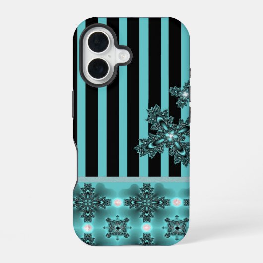 Coque iPhone 16 Fleurs Art Déco de style rétro (Verso)