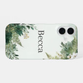 Coque iPhone 16 Fleurs blanches et feuillage (Verso Horizontal)