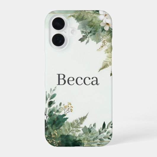 Coque iPhone 16 Fleurs blanches et feuillage (Verso)