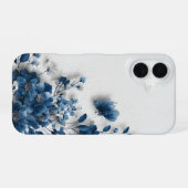 Coque iPhone 16 Fleurs Bleu Foncé (Verso Horizontal)
