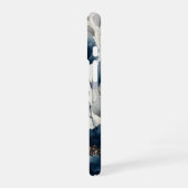 Coque iPhone 16 Fleurs Bleu Marine (Côté gauche)
