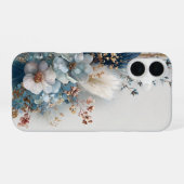 Coque iPhone 16 Fleurs Boho Bleues (Verso Horizontal)