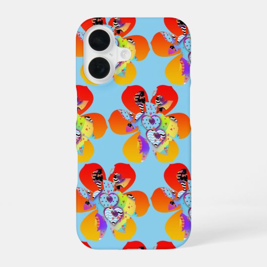 Coque iPhone 16 Fleurs cardiaques (Verso)