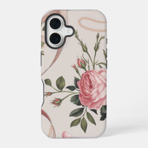 Coque iPhone 16 Fleurs Coquette Motif Tons Mutés