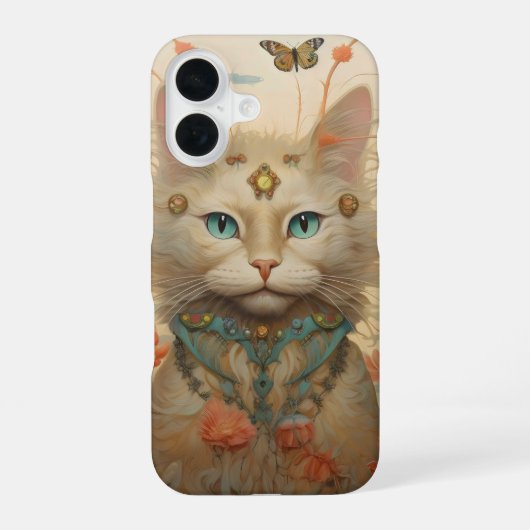Coque iPhone 16 Fleurs de chat fantastiques (Verso)