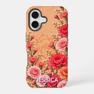 Coque iPhone 16 Fleurs de marguerite orange élégantes et chaudes