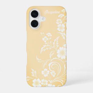 Coque iPhone 16 Fleurs de Pêche et Blanches Délicates