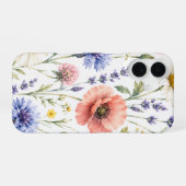 Coque iPhone 16 Fleurs de prairie sauvage aquarelle (Verso Horizontal)