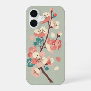 Coque iPhone 16 Fleurs de Sakura minimalistes rétro