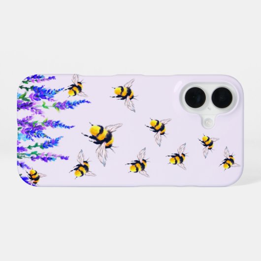 Coque iPhone 16 Fleurs et coques iphone d'abeilles (Verso Horizontal)