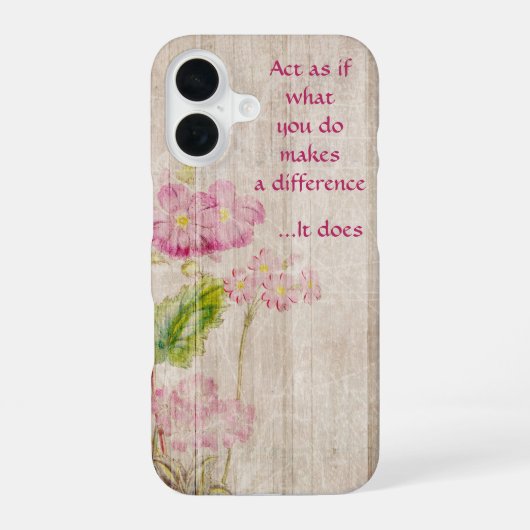 Coque iPhone 16 Fleurs et devis (Verso)