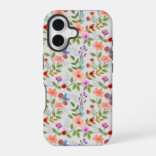 Coque iPhone 16 Fleurs Et Papillons (Verso)