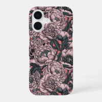 Fleurs et papillons de pivoine rose