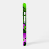 Coque iPhone 16 Fleurs fractales abstraites modernes rose vert néo (Côté gauche)