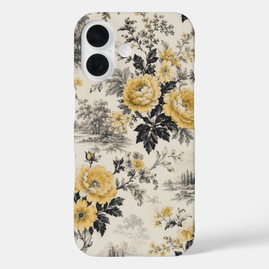 coque Iphone 16 fleurs jaunes vintage (Verso)