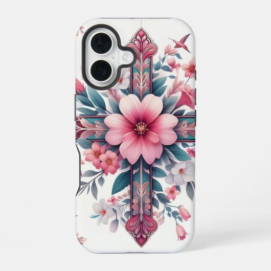 Coque iPhone 16 Fleurs roses (Verso)