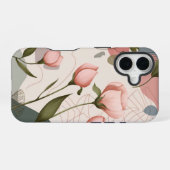 Coque iPhone 16 Fleurs roses, Motif Boho (Verso Horizontal)