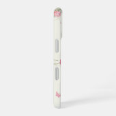 Coque iPhone 16 Fleurs roses, papillons, fond rose pâle (Côté droit)