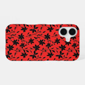 Coque iPhone 16 Fleurs Rouges Noires (Verso Horizontal)
