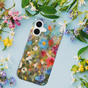 Coque iPhone 16 Fleurs sauvages colorées Floral abstrait
