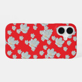 Coque iPhone 16 Fleurs sur rouge (Verso Horizontal)