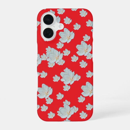 Coque iPhone 16 Fleurs sur rouge (Verso)