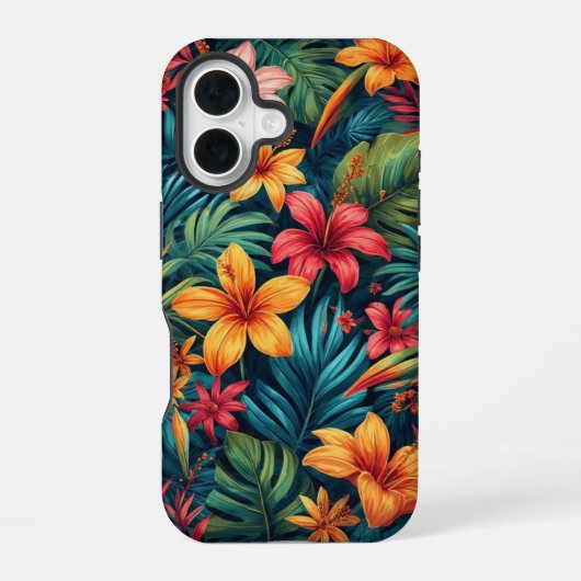 Coque iPhone 16 Fleurs tropicales (Verso)