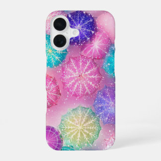 Coque iPhone 16 Flocon de neige Pastel étincelant