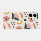 Coque iPhone 16 Floral Abstrait à fleurs rétro (Verso Horizontal)