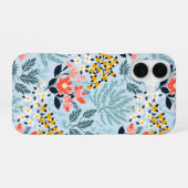 Coque iPhone 16 Floral moderne en bleu (Verso Horizontal)