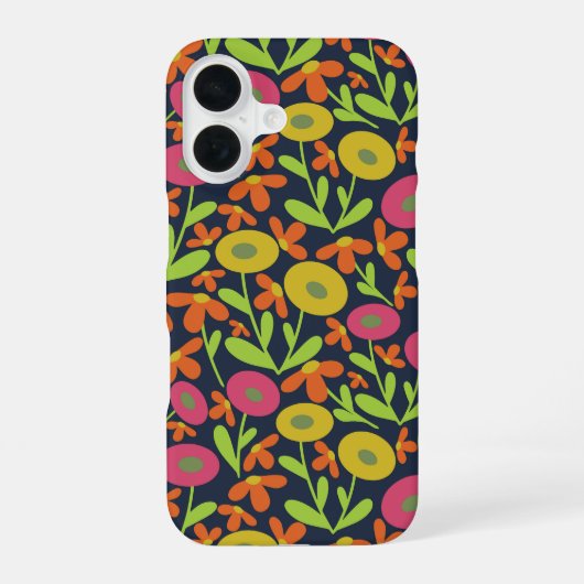 Coque iPhone 16 Flore Abstraite Néon (Verso)