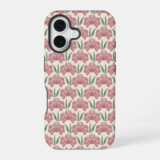 Coque iPhone 16 Flore Rose Poussiéreuse (Verso)